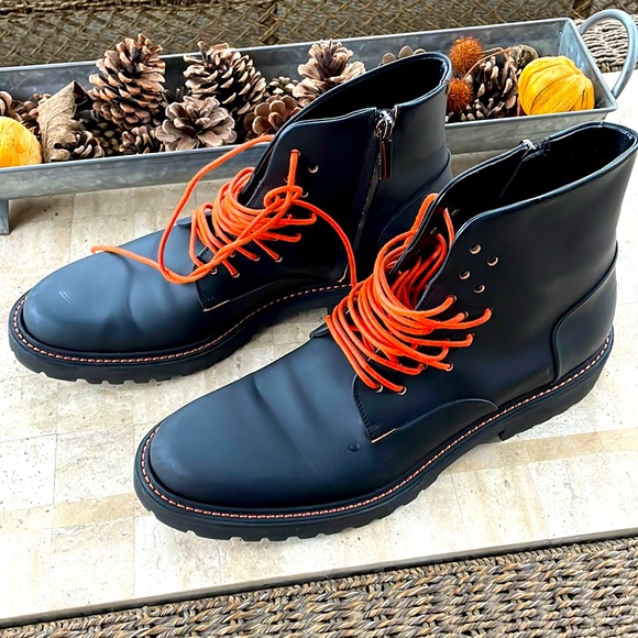 Hugo Boss Other - Hugo Boss mens 10 black lace up combat style boots made in Italy EUC